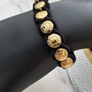 HENRI BENDEL Gold Screw Rivet Wrapped Stretch Bracelet Hair Tie